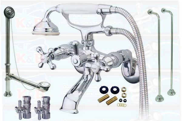 Kingston Brass Chrome Clawfoot Tub Faucet Kit - CCK265C KS265C