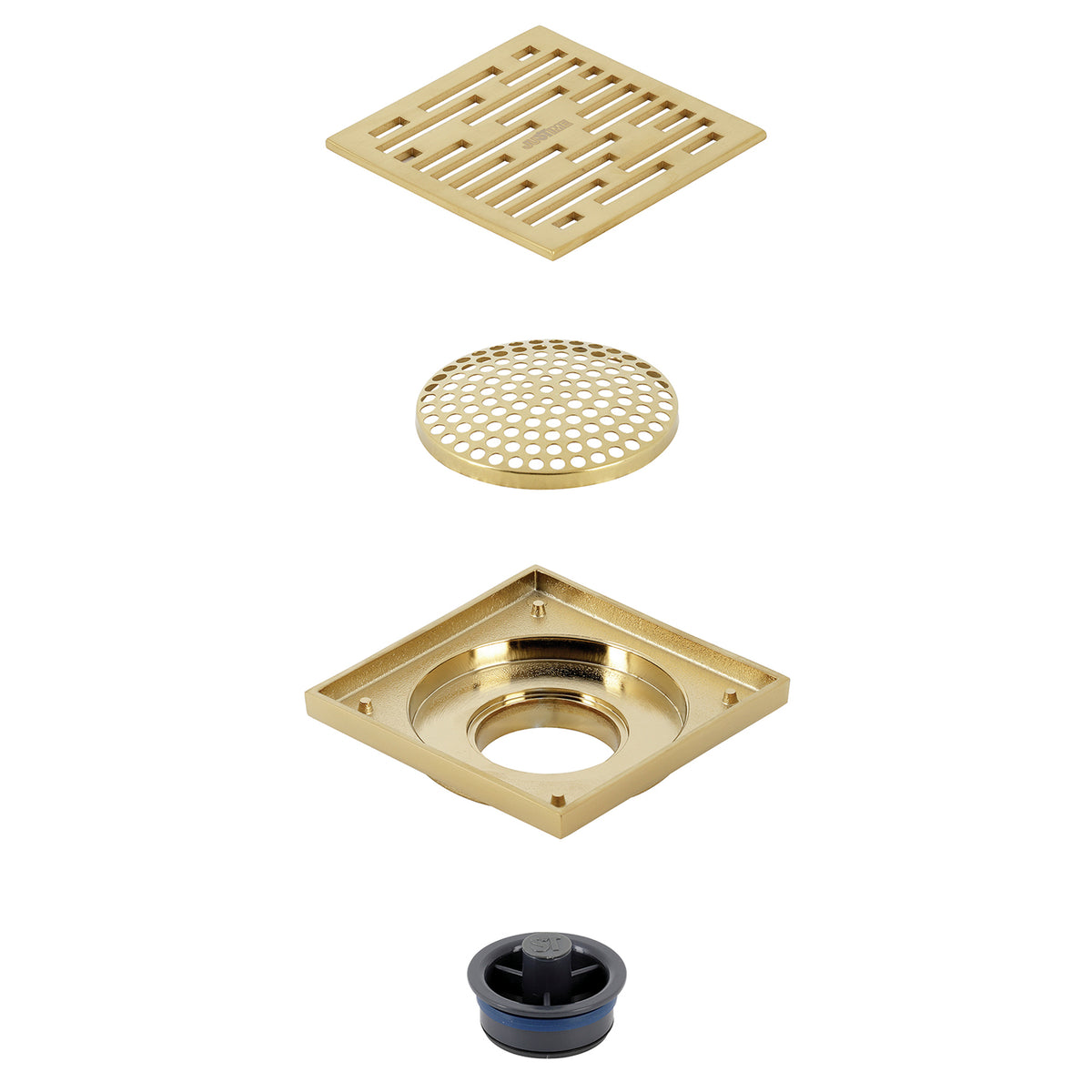 Kingston Brass Watercourse BSF6310BN 4-Inch Square Grid Shower Drain with  Hair Catche