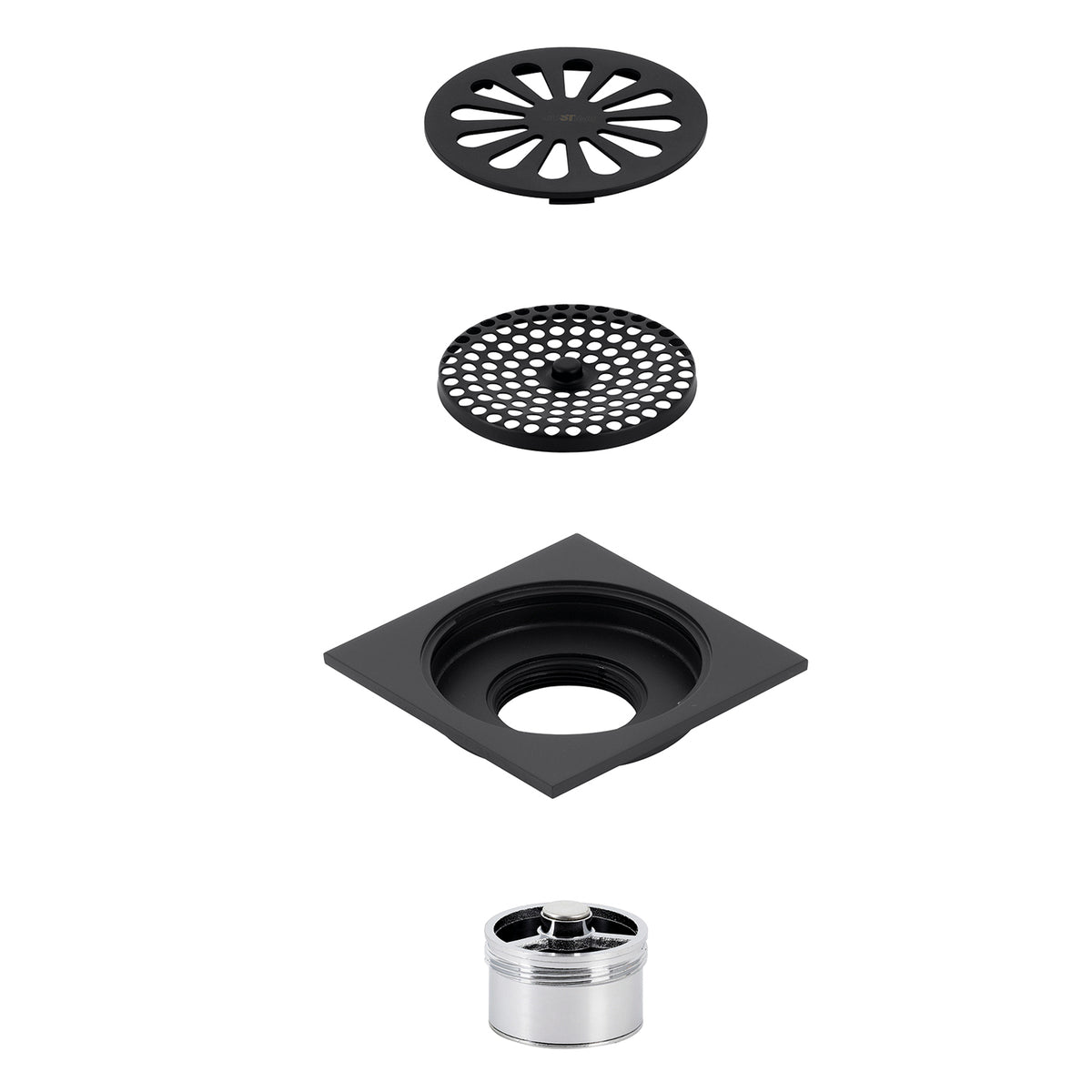 Kingston Brass Watercourse BSF4161BB 4-Inch Square Grid Shower Drain with  Hair Catche