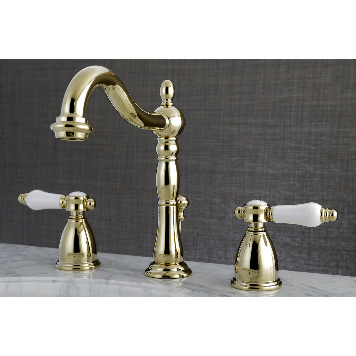 Bel-Air 8 inch Widespread 2-Handle Bathroom Faucet in Polished Brass